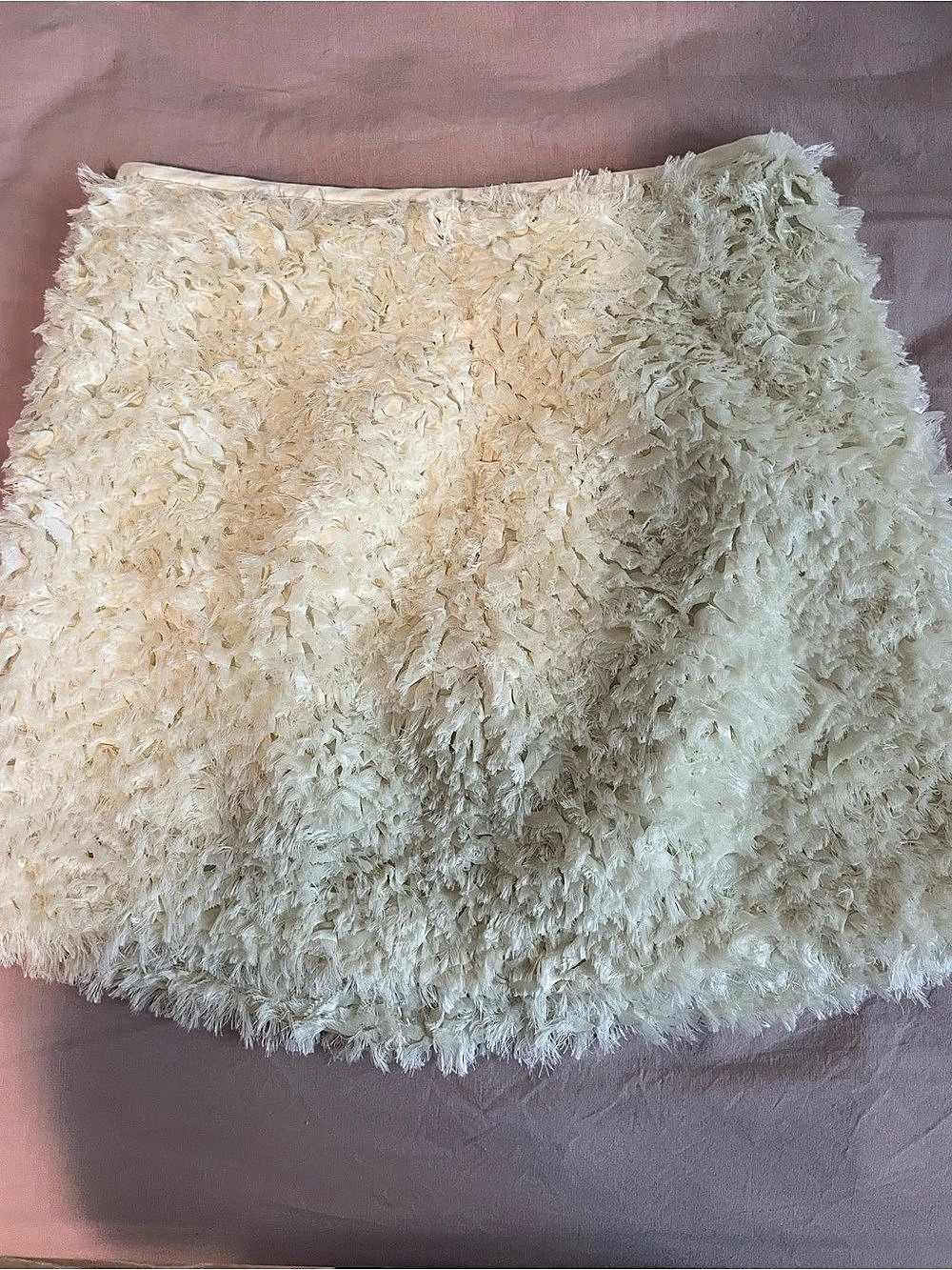 Anthropologie Shaggy Mini Skirt in Cream New - Picture 2 of 6